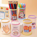 Creative Cartoon Cute Small Foldable pp Plastic Round Shape Desktop Pen Holder