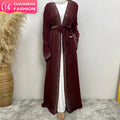 2010# Stunning 2024 Ramadan Little Diamond Abaya With Matching Diamonds Belt Loose Sleeve Islamic Dubai Kaftan 5 Colors