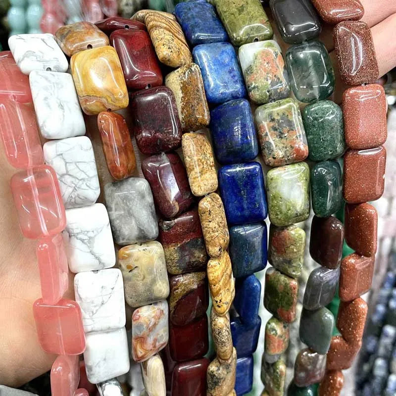 Wholesale 13*18mm Tiger's Eye Stone Lapis Lazuli Rectangle Cube of Loose Beads Natural Stone Beads for Jewelry Making