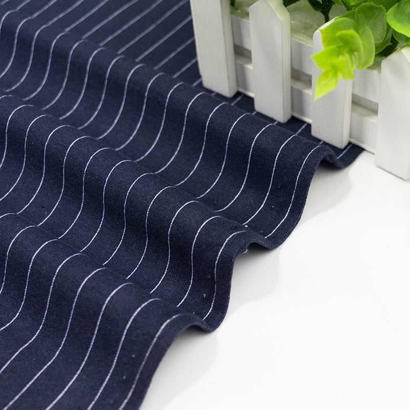 Factory Price 82% Cotton 14% Polyester 4% Spandex Stripe Knitted Denim Fabric for Children Trousers