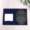 Modern Luxury Black Acrylic Card RSVP Wedding Invitations Navy Blue Velvet Hardcover with Hot Stamping Gold Foil Paper Material