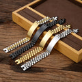 Hiphop Fine 316L Stainless Steel Jewelry Bracelet Bangle Silver Gold Plated Watch Band Link Chain Men Bracelet
