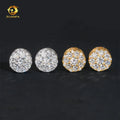 Hip Hop New Design Iced Out Stud 11mm Width 925 Silver Gold Plated Moissanite Earring