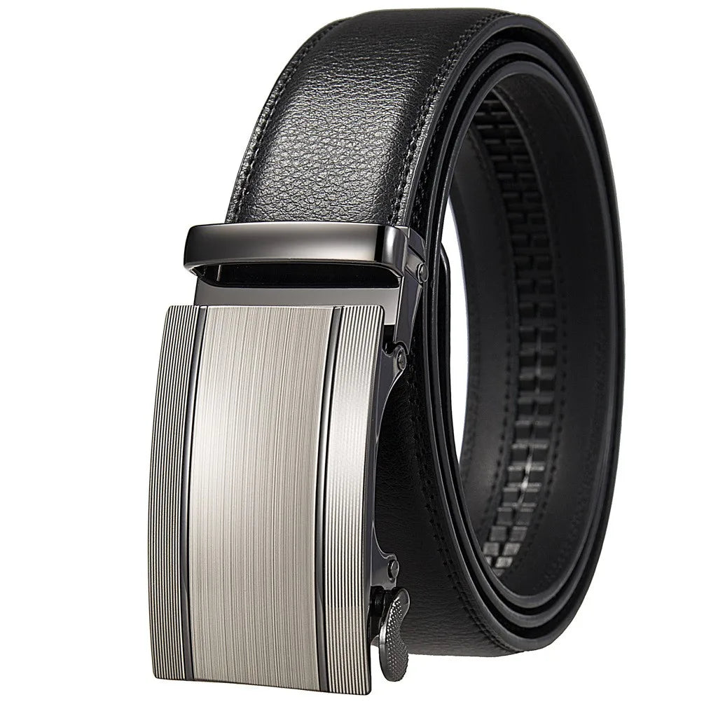 LQbelt New Men's Automatic Buckle Belt Leather Belts for Men Ratchet Business Wholesale Factory Custom logo