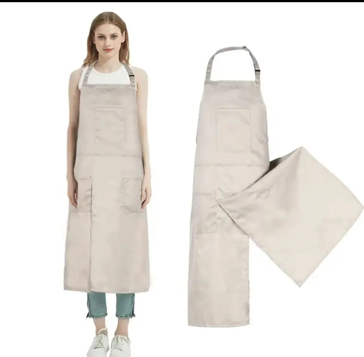 Pottery Split Leg Apron Long Making Ceramic Apron with 3 Pockets for Men and Women Long Artist Apron