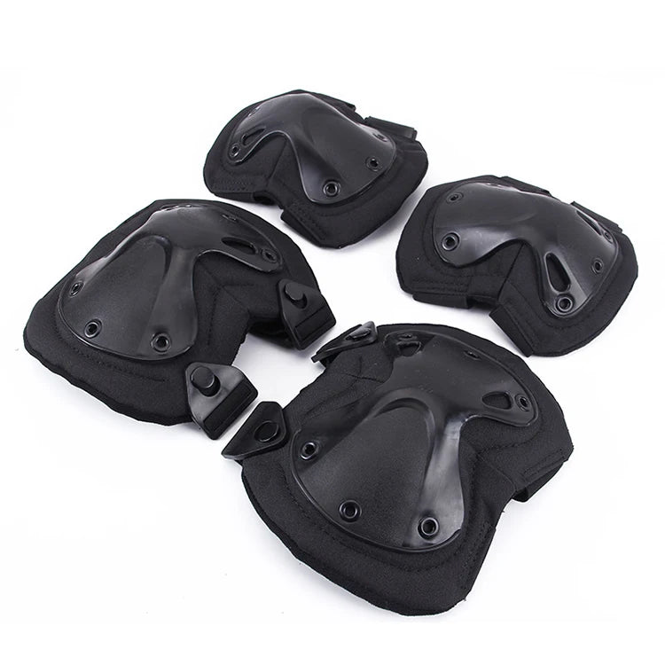 Adjustable Tactical Hard Shell Elbow & Knee Pads with EVA Material for Paintball Biking CS Shooting Sports