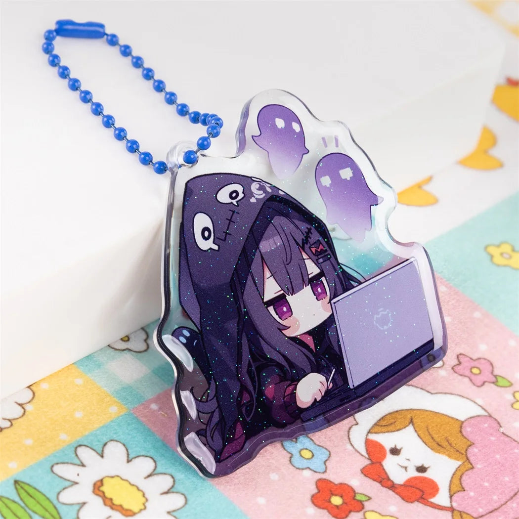 Star Holographic Laser Acrylic Charm Design Logo Custom Transparent Acrylic Keychain