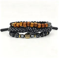 Ilona Men's 3-Piece Bracelet Set with Onyx Wood Beads Tree of Life Charm Adjustable Cord Bracelet Boho Stackable Jewelry