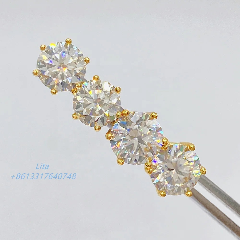 Pass Diamond Tester Classic 6 Prong 925 Sterling Silver Moissanite Screw Back Stud Earrings