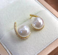 E1915 8-9mm DIY Natural Freshwater Pearl Charm Earrings Mounting Accessory 925 Sterling Silver Gold Plated  Jewelry for Women