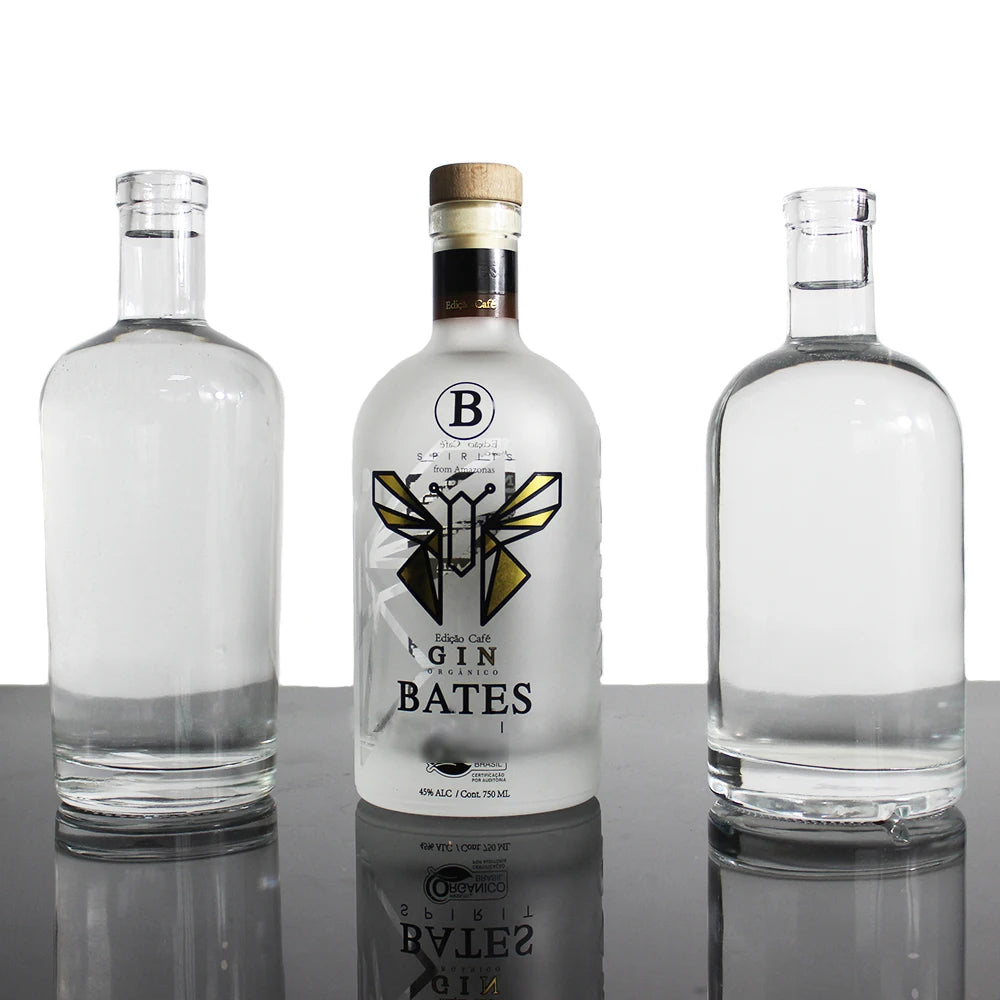 China Factory Sales Super Flint White Glass Gin Vodka Bottles Spirit Liquor Glass Bottle with T-cork Sealing