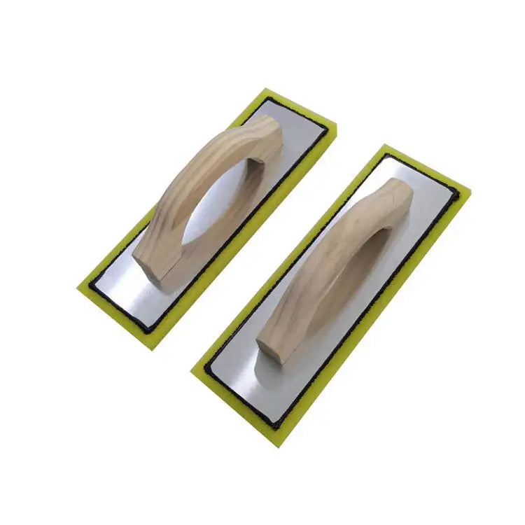 BEST Model 007 5*12*3/4 Inch Green Sponge Foam Trowel with Rubber Blade and Big Wooden Handle for Plastering