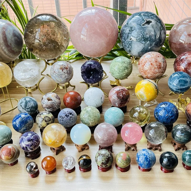Wholesale Natural Crystal Ball Healing Labradorite Crystal Sphere Clear Rose Quartz Magic Crystal Sphere Ball for Decoration