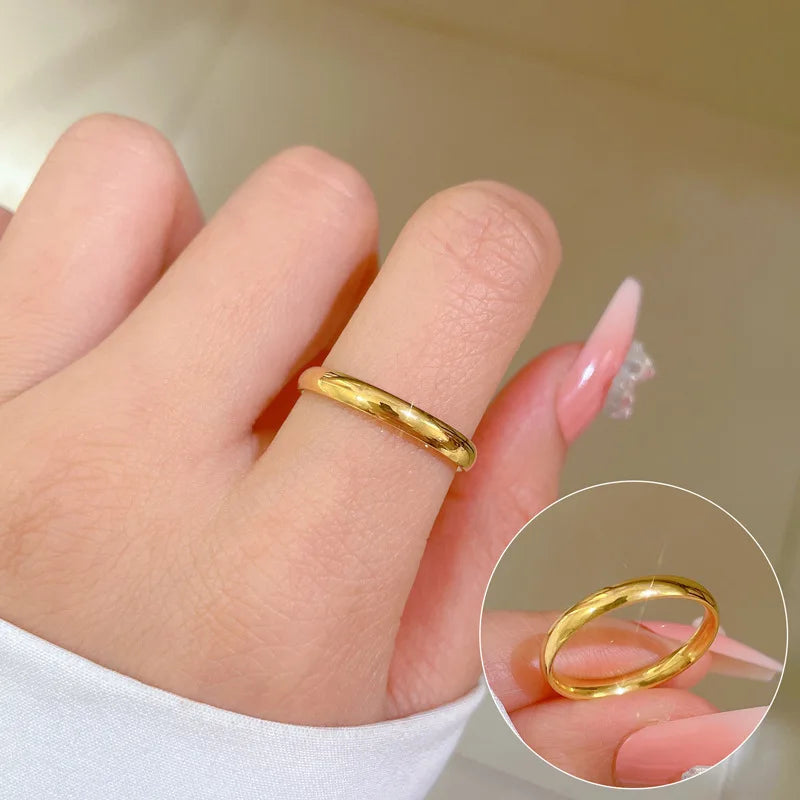 Non Fading Waterproof Minimalist Geometric Stainless Steel Rings for Men and Women Finger Jewelry