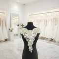 W008 Luxury Crystal Bridal Applique Patches with Rhinestones Sew-On Technique for Wedding Dresses