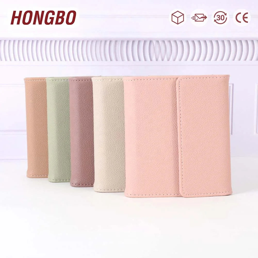 Hongbo Best Seller A7 Cash Binder Wallet Ready to Ship 9 Existing Colors Leather Document Holder in Fly Leaf Bag Shape