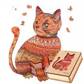 Cute Animal Shaped Hexagon Cat Wooden Jigsaw Puzzles Intelligent Game for All Family