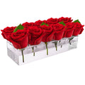 New Clear Long Rectangular Crystal Modern Vase for Dining Table Center Floral Decorative Holiday Wedding Flower Arrangements