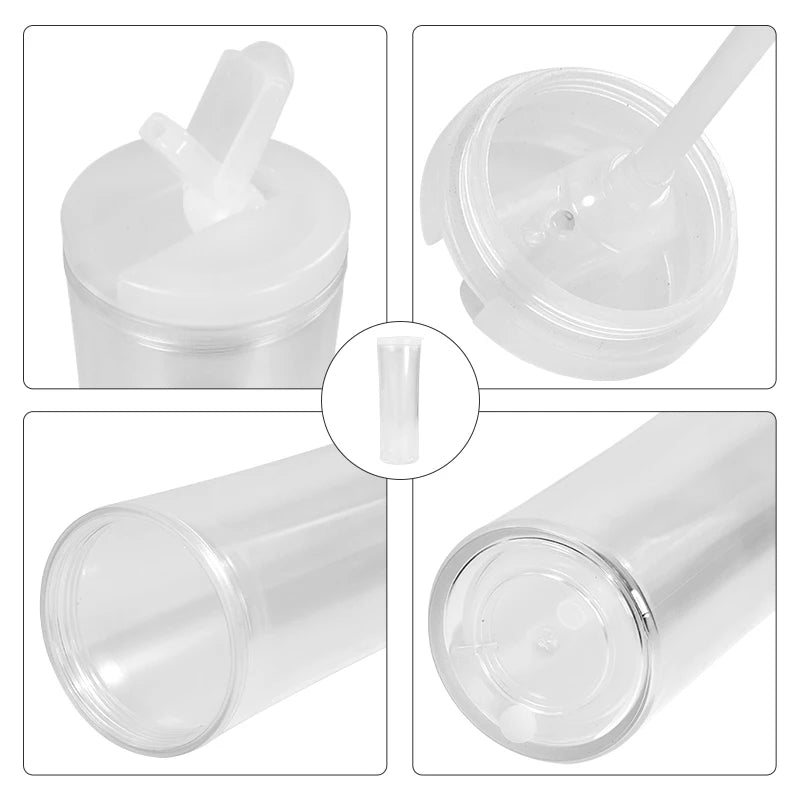 Wholesale 20oz Snow Globe Acrylic Tumbler Cup Glow in the Dark Double Wall Pre-drilled Plastic Mugs PS Party Clear BPA Free