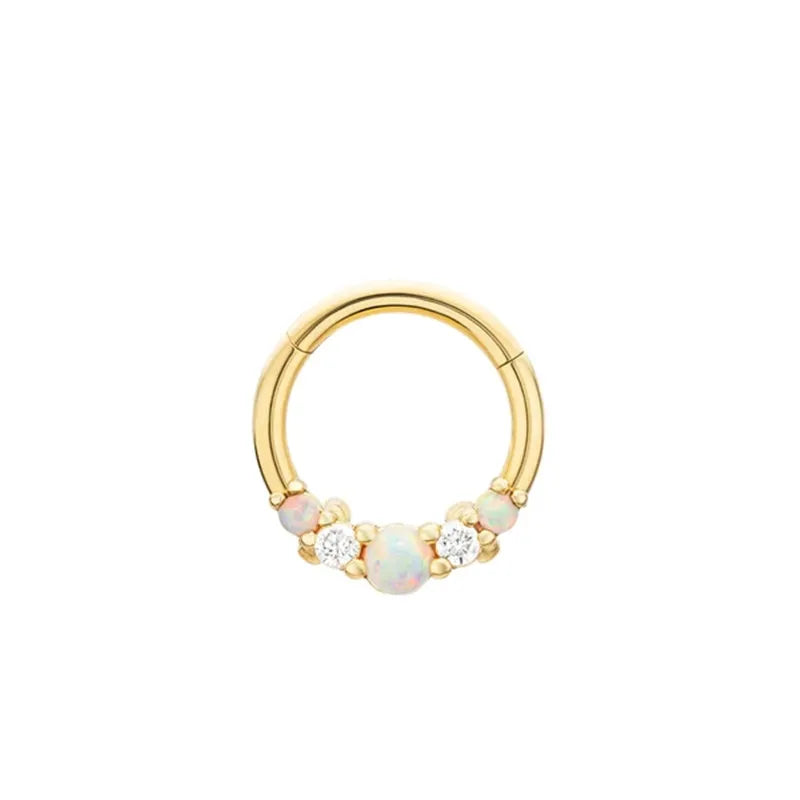 ROXI S925 Sterling Silver Opal Inlaid Diamond Cartilage Piercing Ear Loop Ear Buckle Jewelry 11mm