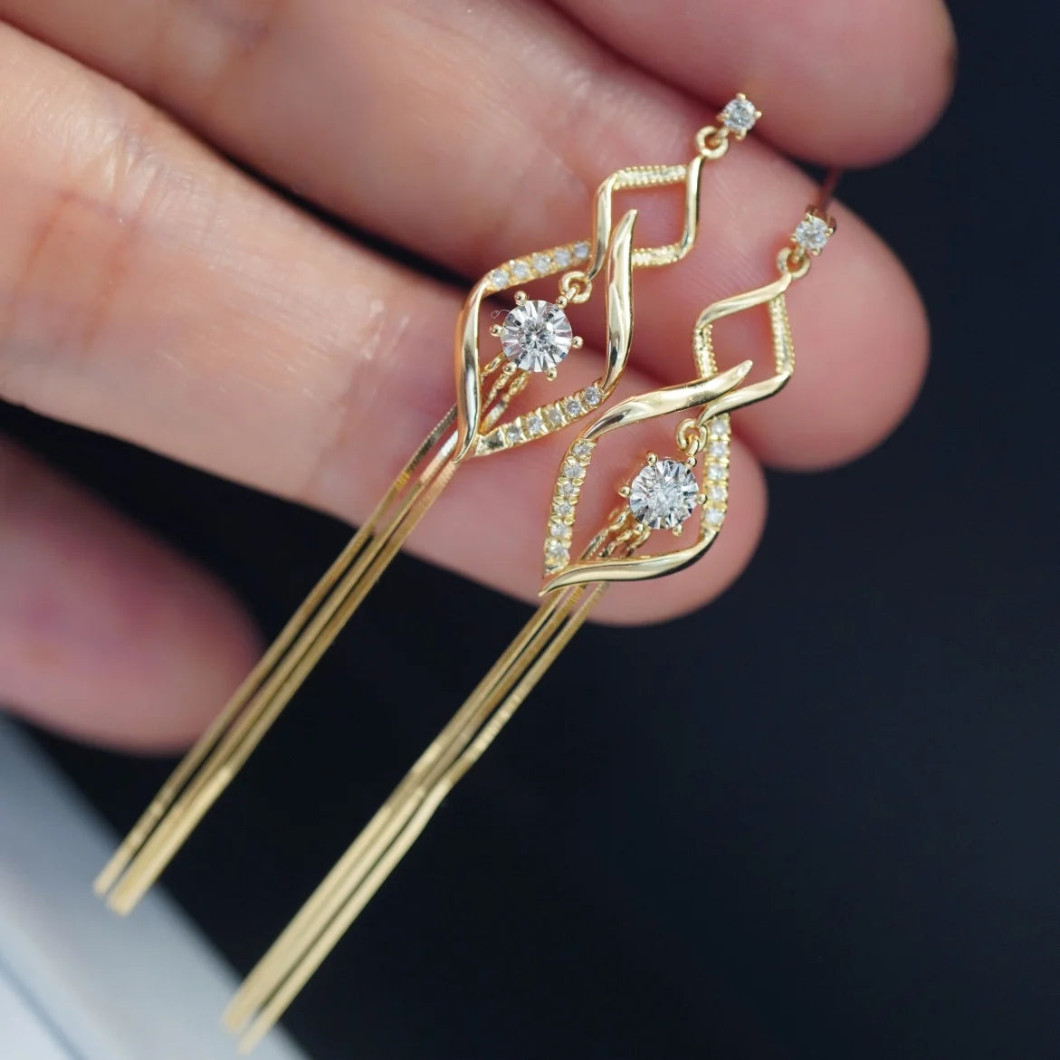 H&F Original Women's Vintage 18k Rose Gold Earrings with Natural Diamond SI1+ Clarity and Third Party Certification