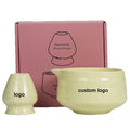 Custom Tea Set Matcha Kit Ceramic Chawan Matcha Bowl and Holder Whisk Set Japanese Essential Matcha Set