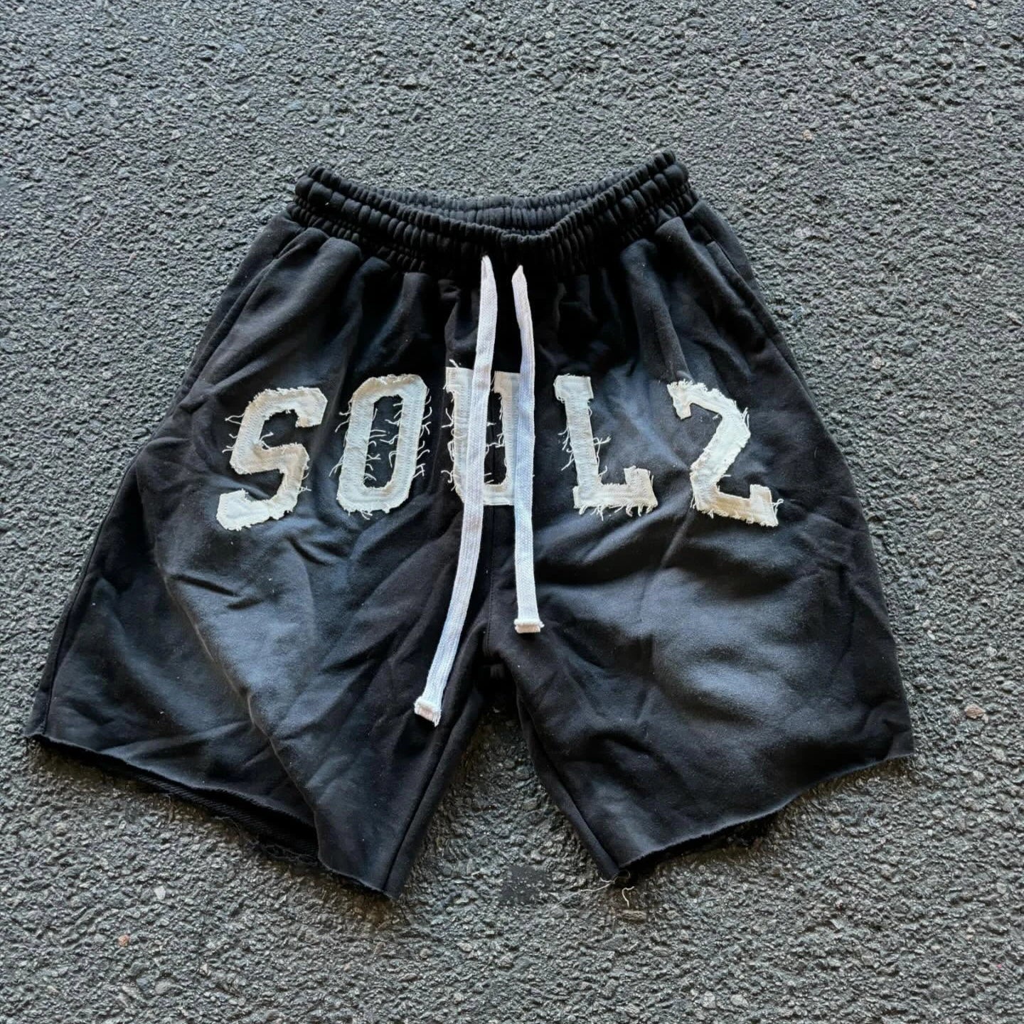 US Free Tax Custom Vintage Distressed Embroidery Streetwear Summer French Terry Sweat Acid Wash Shorts Men
