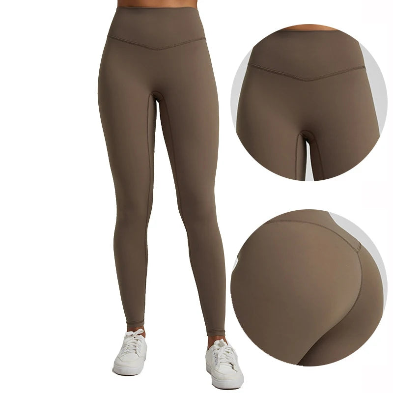 Premium Quality Custom Logo 68% Nylon 32% Spandex V ShapeHigh Waist Butt Lift Booty Gym Workout Leggings for Women