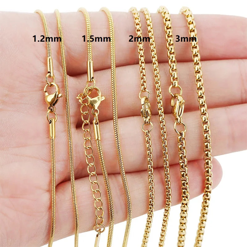 Wholesale High Quality 1.5mm 2mm 2.5mm 3mm 4mm square Shape Stainless Chain Necklace for Women