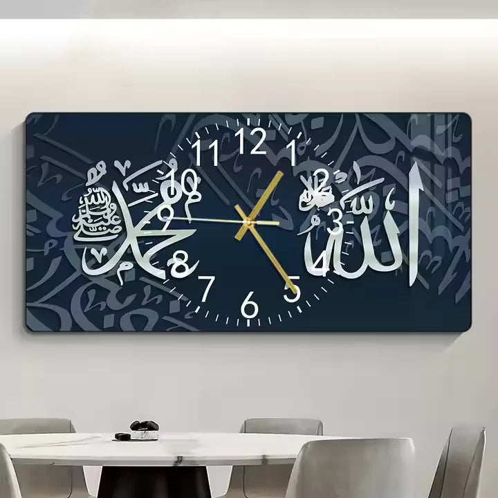 Modern New Arab Islam Crystal Porcelain Painting Wall Clock Art Living Room Home Decor Islamic Wall Clocks