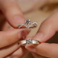 MECYLIFE Paired Couple Rings for Weddings and Engagement Four Claw 1 Carat Diamond Ring Engagement Crown Opening Ring