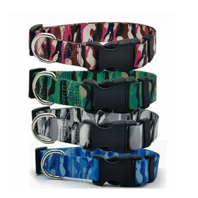 Customized Tough Soft Nylon Dog Collar Adjustable Buckle Camouflage Pattern Dog Training Collar