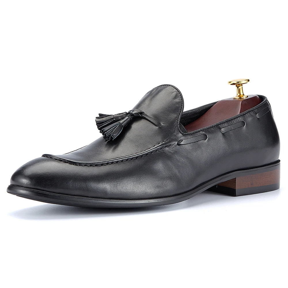 2024 Men's Casual Slip-On Loafers Comfortable Durable Genuine Leather Cushioned Hard-Wearing Wedding Dress Embroidered Autumn