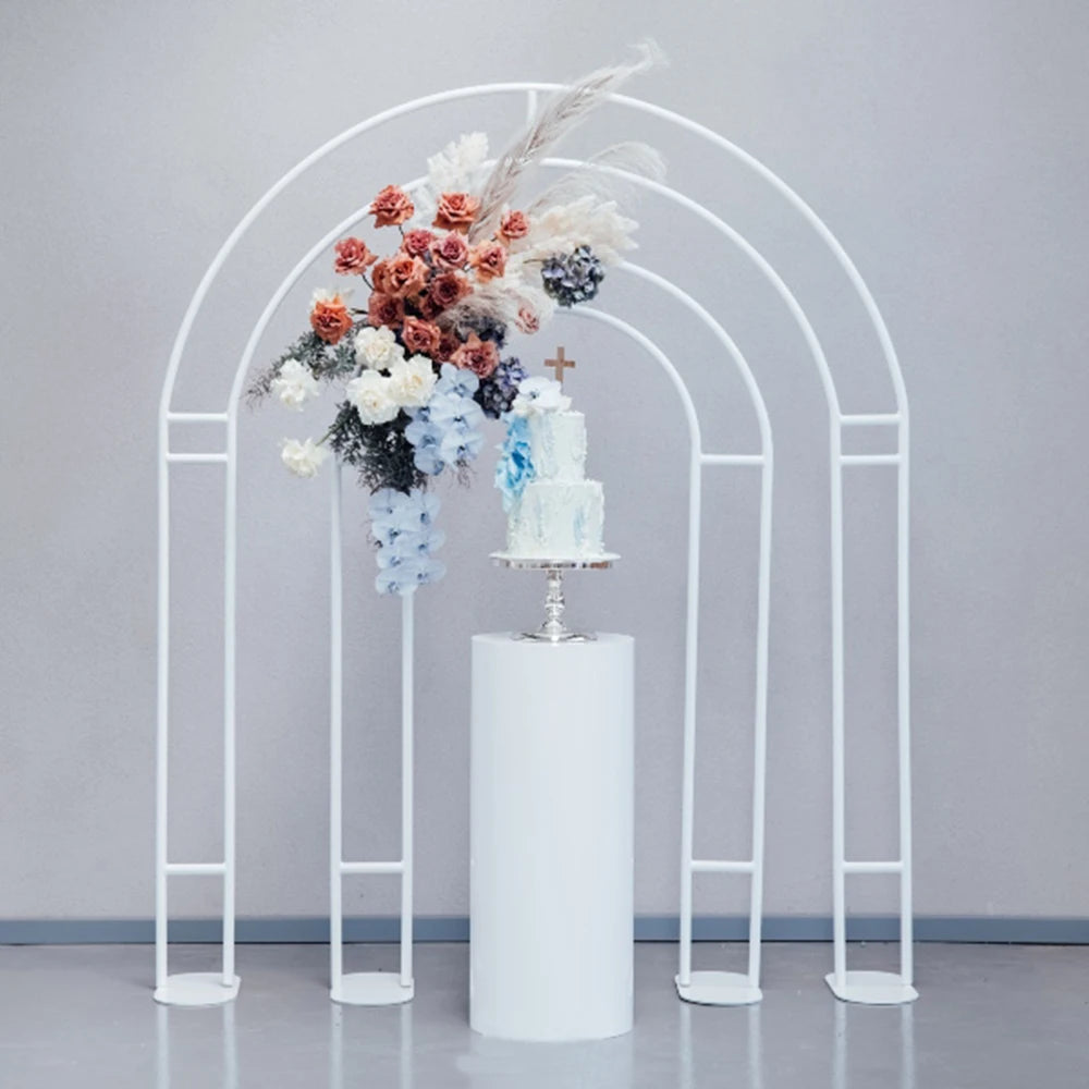 Modern Metallic White 2 Sizes Road Lead Flower Gate Wedding Arch Outdoor Party Backdrop Display Flowers Stand Shelf Decorations