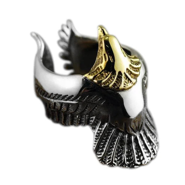 Animal Fashion Trendy Popular Punk Men's Jewelry 925 Sterling Silver Full Eagle Finger Rings