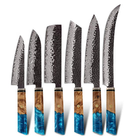 Hot Selas Japanese Knife Set 6 Pcs Damascus VG 10 Steel Kitchen Knife Set Chef Knife Set with Resin Stabilized Wood Handle
