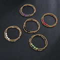YL Women's Stainless Steel Waterproof 18K Gold Beaded for Bracelet No Falling Cut Face Color Crystal Elastic Hand String Jewelry