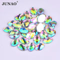 JUNAO 10*14mm Oval Colorful Stones Glue on Nail Art Rhinestones Acrylic Flatback Rhinestones