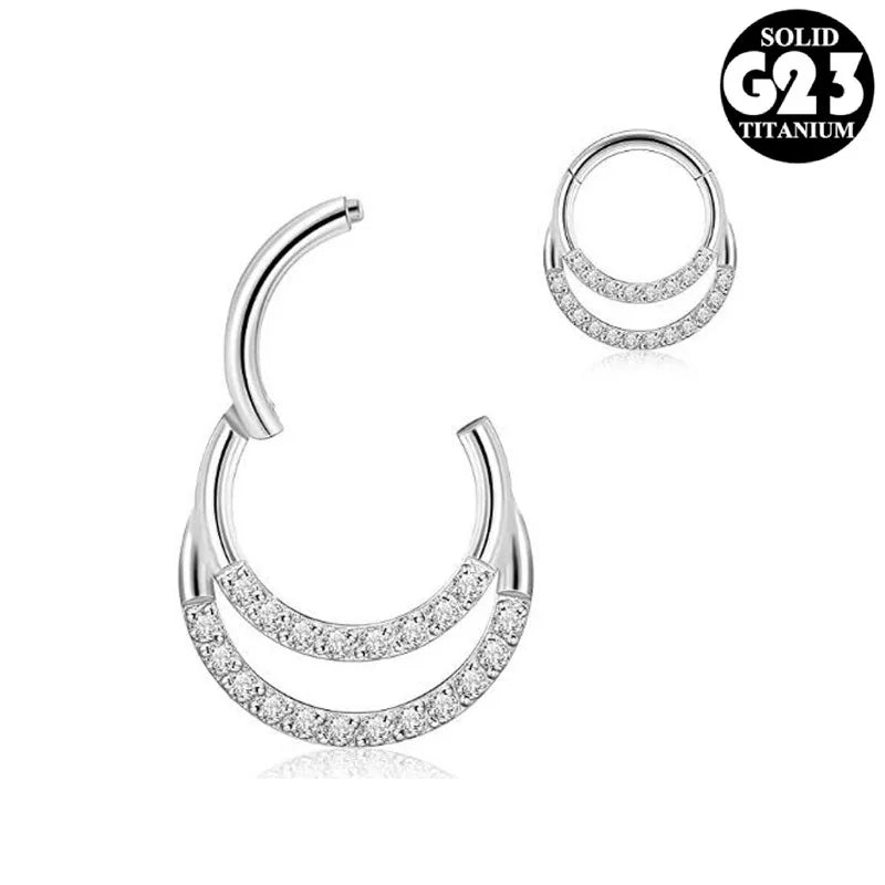 2025 Grade 23 Titanium Double Hoop Nose Ring Clip Hypoallergenic Piercing Jewelry for Nose Ear or Septum