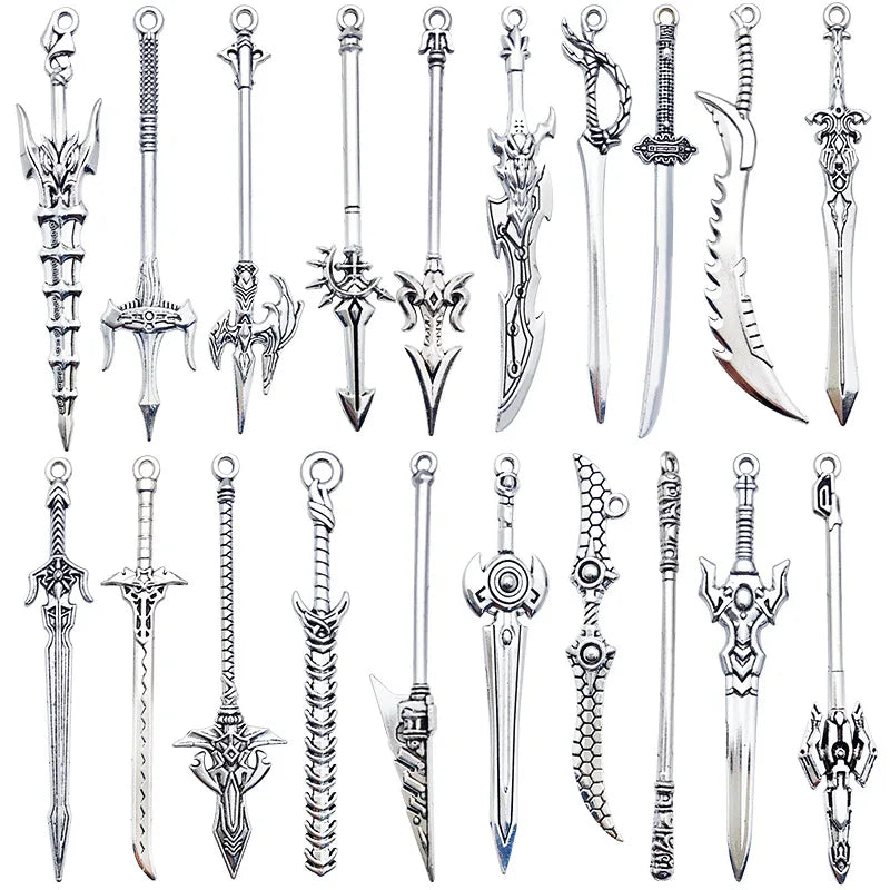 Metal Alloy Katana Sword Jewelry Charms Accessories DIY Pendant for Necklace Bracelet Earrings Jewelry Making