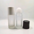 In Stock Tall Round Frosted Glass Eco-friendly Recyclable Screen Printed Skin Care Cream Cosmetic Roller Bottles