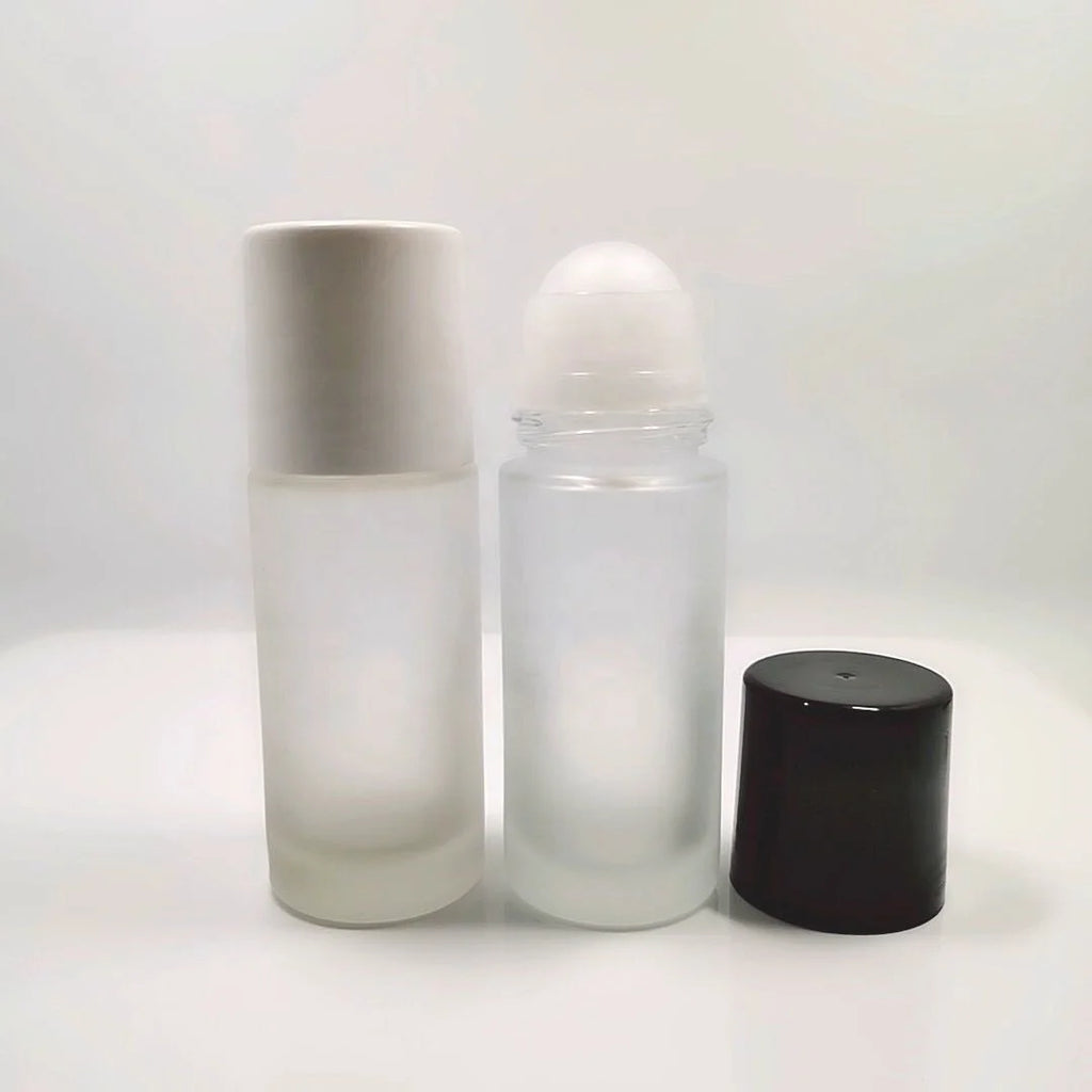 In Stock Tall Round Frosted Glass Eco-friendly Recyclable Screen Printed Skin Care Cream Cosmetic Roller Bottles
