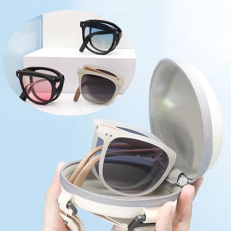 Portable TR90 Sun Glasses With Box Women Men Brand Retro Foldable Uv400 Sunscreen Folding Sunglasses Polarized
