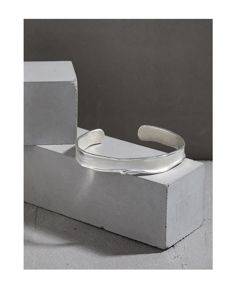 VIANRLA 10mm Width Simple Cuff Bangle Solid 925 Sterling Silver Ladies Open Bangle