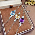 New Design Classic Fashion Gold Plated 925 Sterling Silver Natural Gemstone Italian Charm Crystal Women Bracelet Wholesale