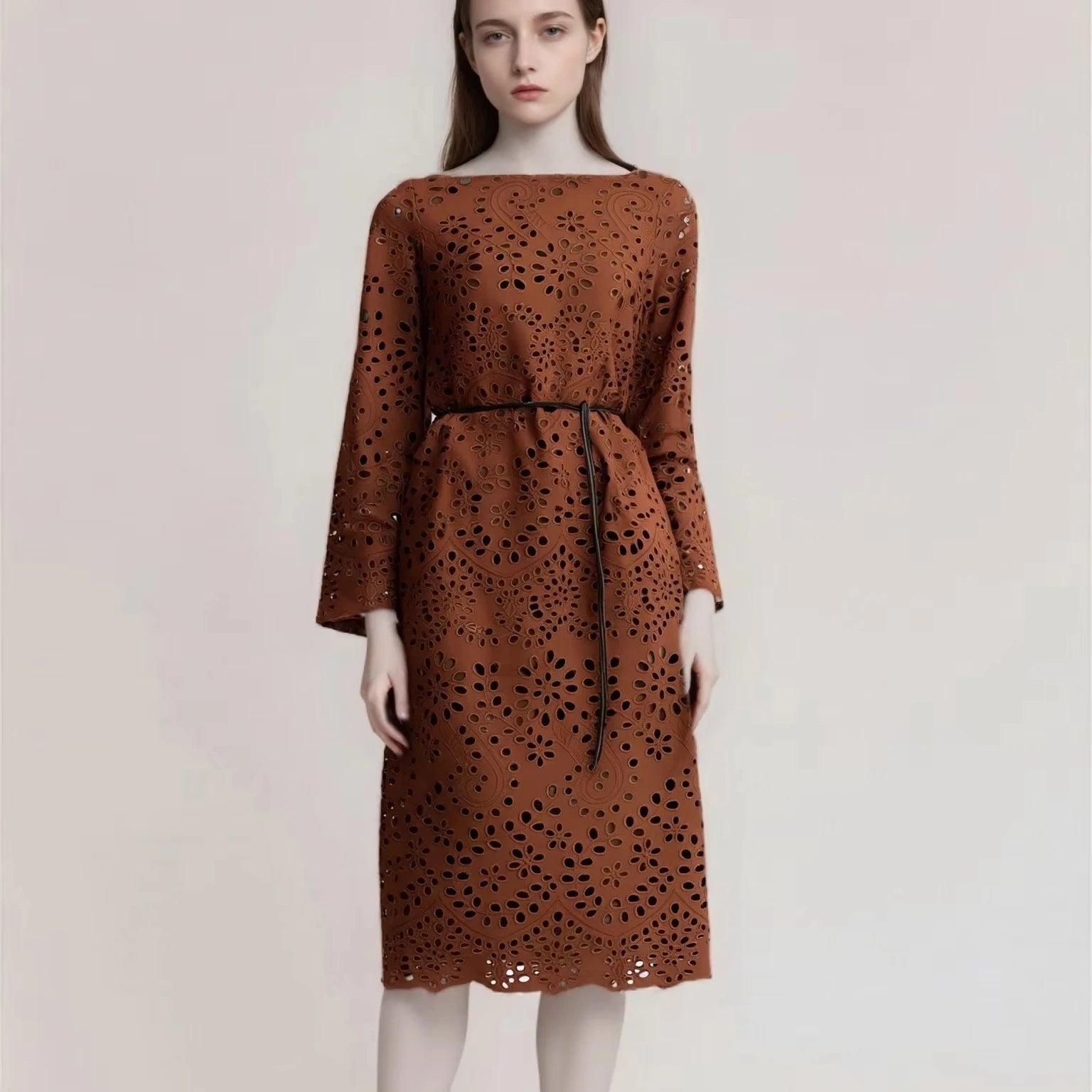 Linen Dresses Custom OEM Designs Robes Vestidos Hollow Out Dress for Women's Ladies Clothing Bodycone Casual Dress