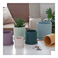 Hot Sale Modern Glazed Ceramic Cylinder Flowerpot Plant Pot Various Sizes Colorful Home & Garden Use