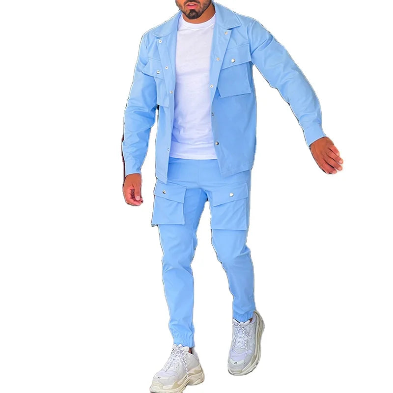 2025 New Men's Trend Fashion Suit Sports Leisure Suit Slim Leg Binding Track Suit for Men