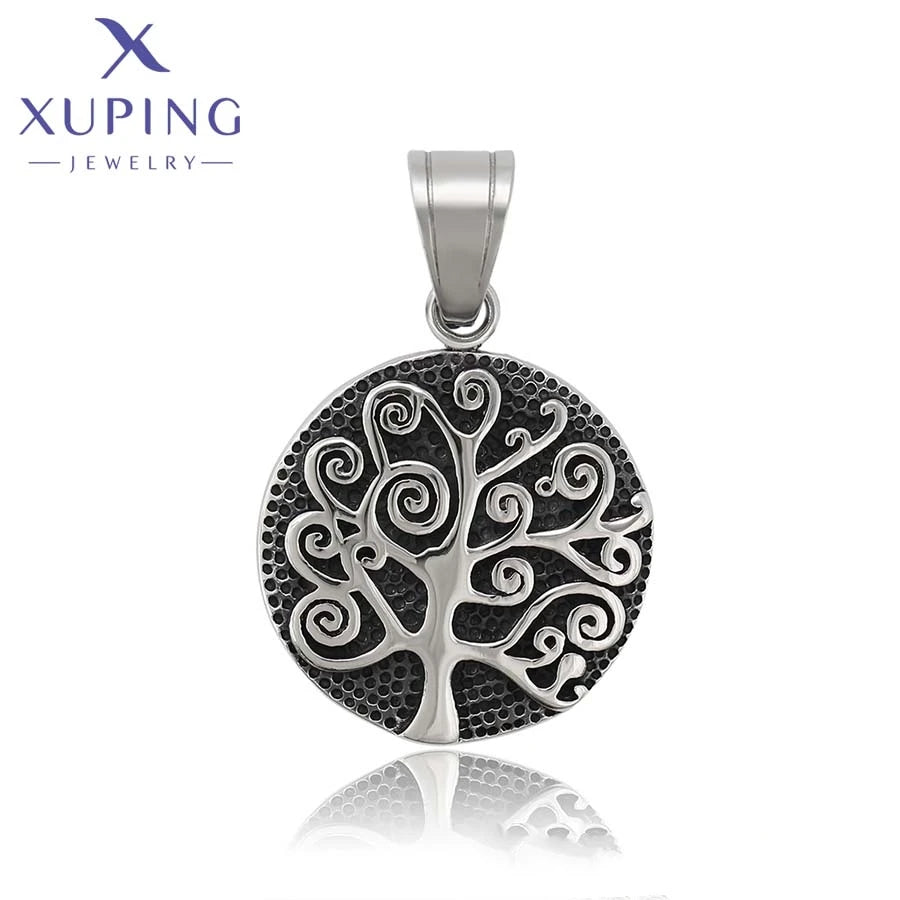 XUPING 34135 Beautiful New Year Gift Tree Shape Design Silver Grey Neutral Stainless Steel Jewelry Fashion Pendant With Hook