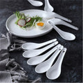 Chihese Factory Wholesale Price Mini Small White Color Ceramic Soup Tea Spoon With Hook Design